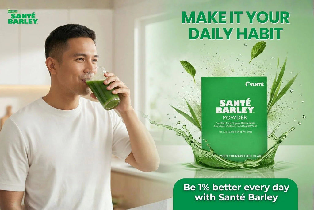 Santé Barley Powder (3g x 30 Sachets) – Organic Barley Grass with Stevia