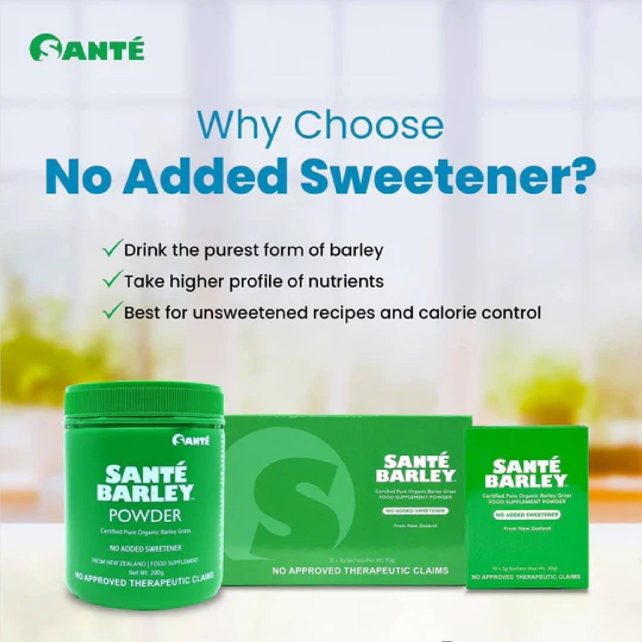 Santé Barley Powder (200g) – Pure Organic Barley Grass (No Added Sweetener)