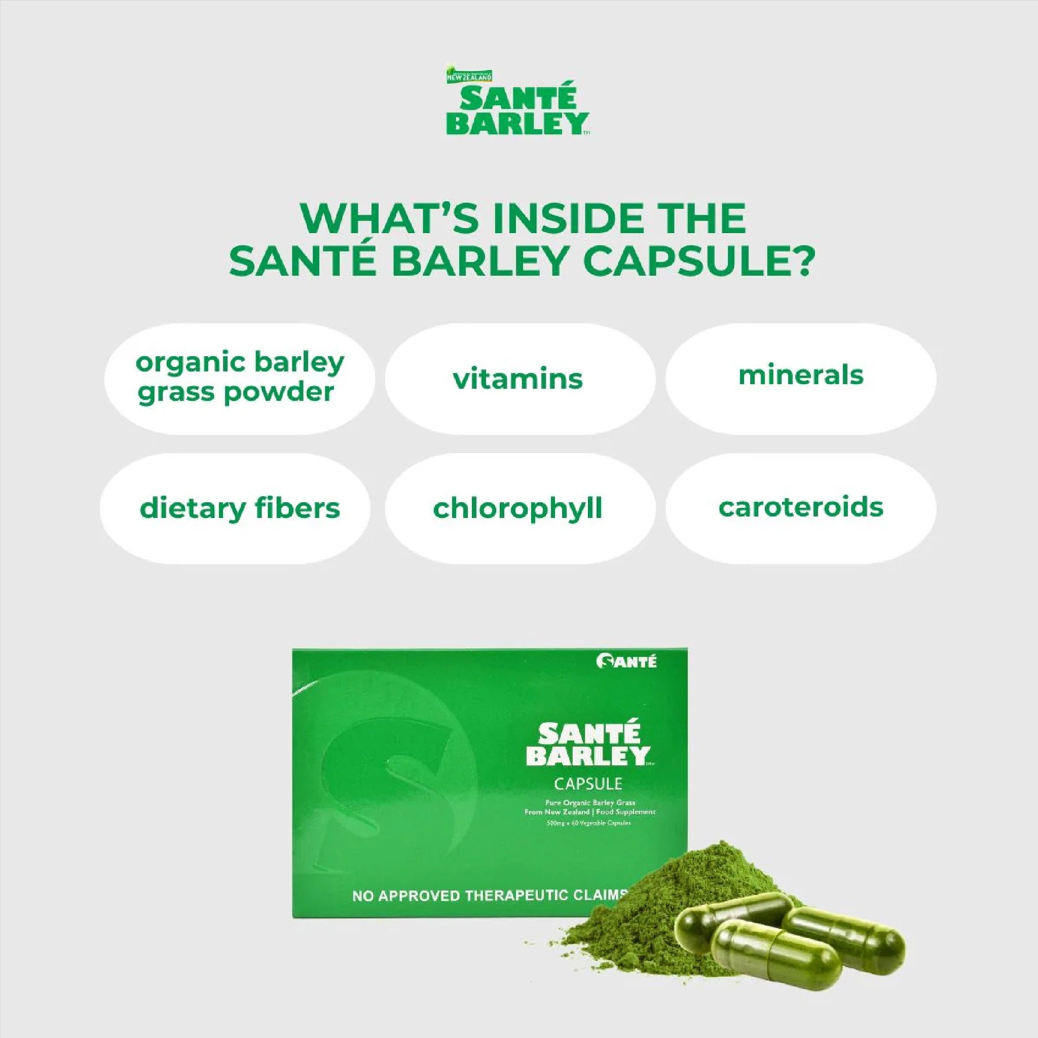 Santé Barley Capsules (500mg x 60 Vegetable Capsules)